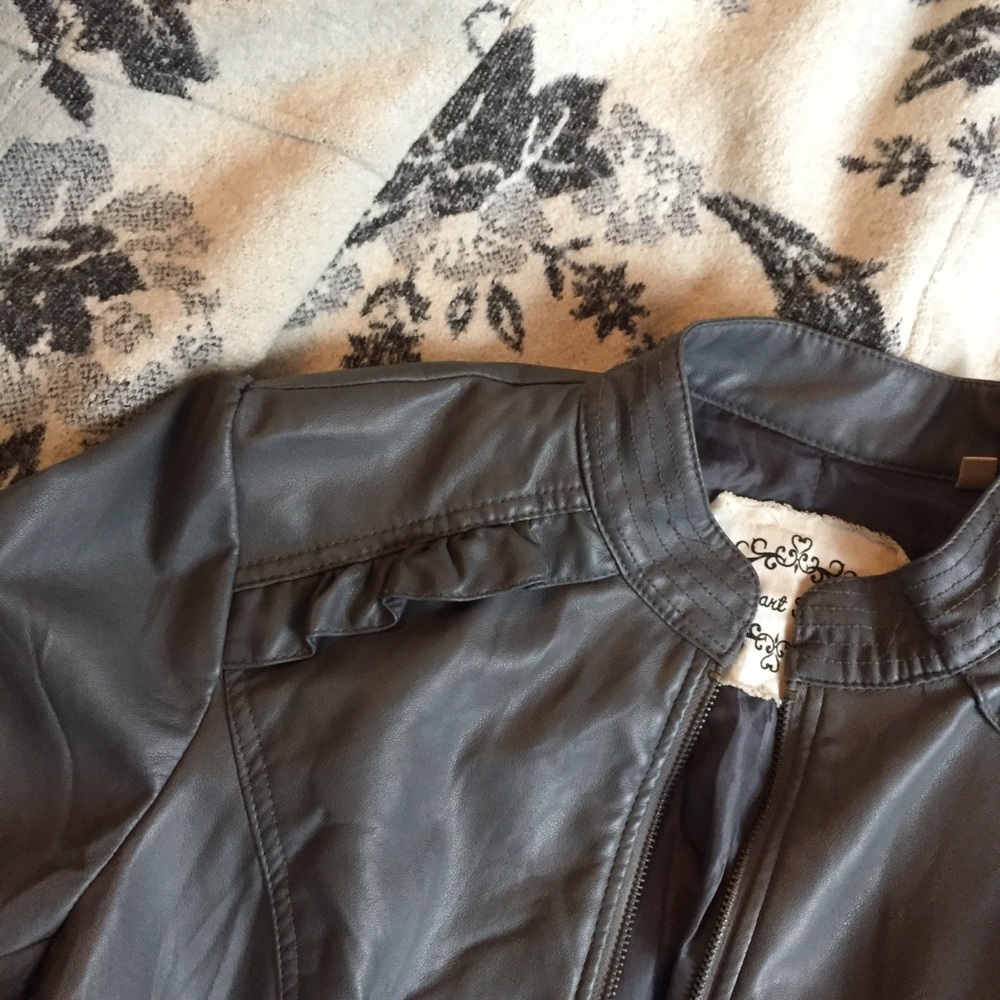 Gray Faux Leather Jacket